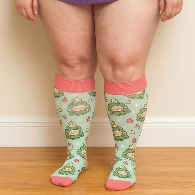Plusock Plus Size Christmas Bear Compression Socks - image 1