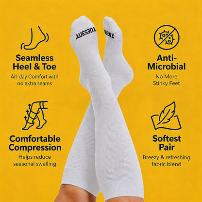 Plusock Plus Size Weekday Lettering Design Compression Socks - White - Tuesday - 4XL - image 2