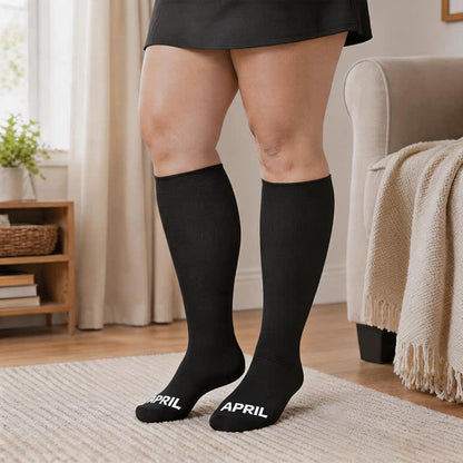 Plusock Plus Size Monthly Lettering Compression Socks - Black - Apr - 4XL - image 4