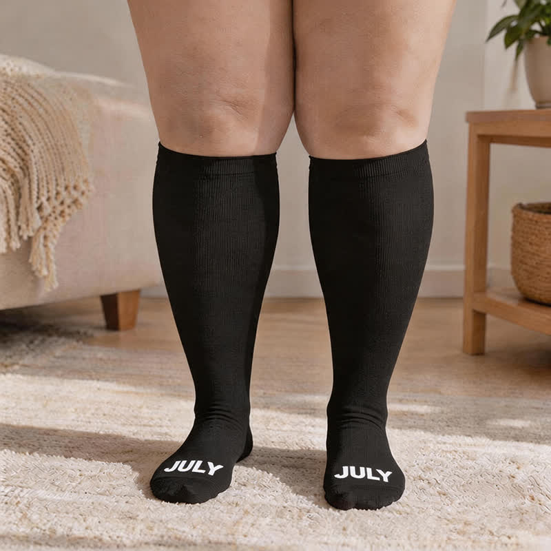 Plusock Plus Size Monthly Lettering Compression Socks - Black - Jul - 4XL - image 7