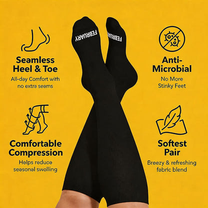 Plusock Plus Size Monthly Lettering Compression Socks - Black - Feb - 4XL - image 1