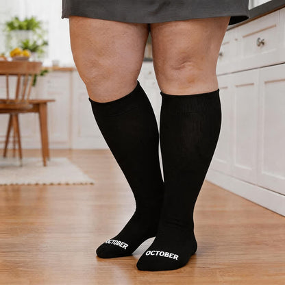 Plusock Plus Size Monthly Lettering Compression Socks - Black - Oct - 4XL - image 10