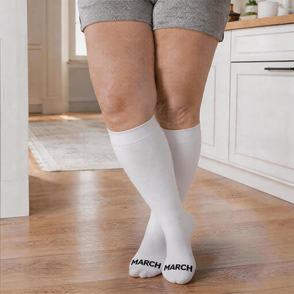 Plusock Plus Size Monthly Lettering Compression Socks - White - Mar - 4XL - image 14