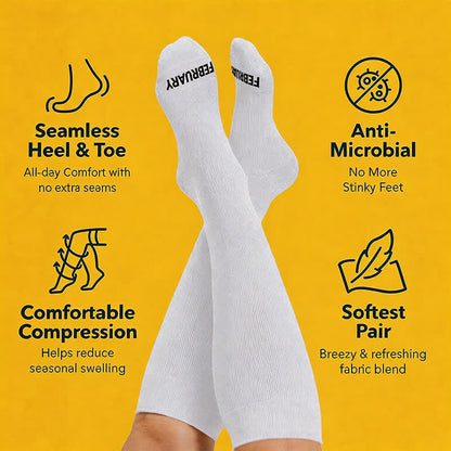 Plusock Plus Size Monthly Lettering Compression Socks - White - Feb - 4XL - image 2