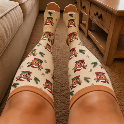 Plusock Plus Size Festive Reindeer Compression Socks - image 1
