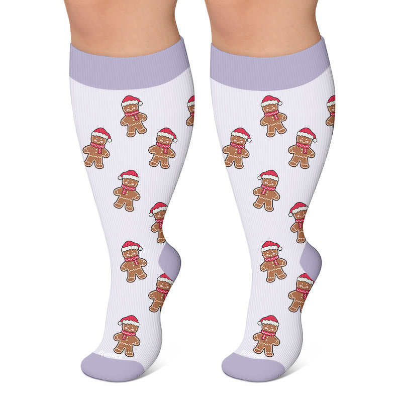 Plusock Plus Size Festive Reindeer Compression Socks - Purple - 4XL - image 5