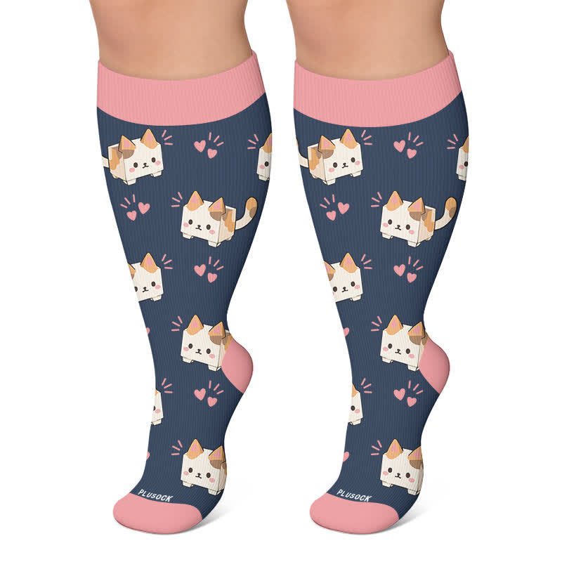 Plusock Plus Size Party Pup Cat Dog Compression Socks - Pink - 4XL - image 5
