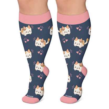 Plusock Plus Size Party Pup Cat Dog Compression Socks - Pink - 4XL - image 5