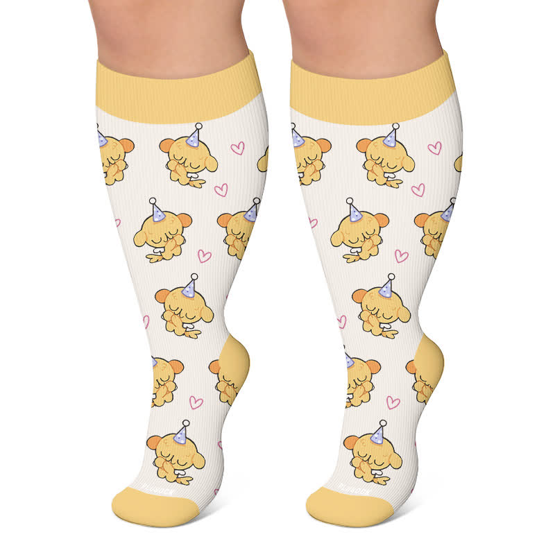 Plusock Plus Size Party Pup Cat Dog Compression Socks - Beige - 4XL - image 4