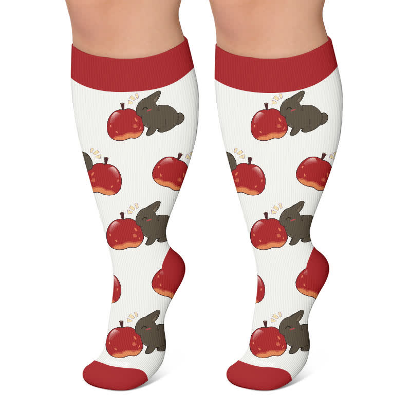 Plusock Plus Size Animal Fruits Compression Socks - Red - 4XL - image 5