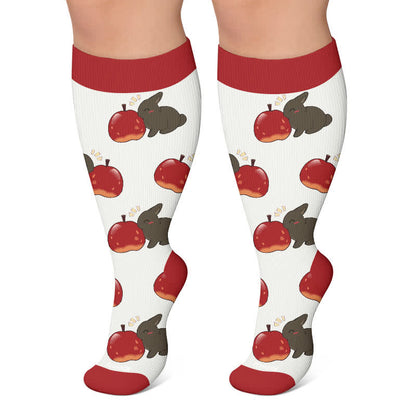 Plusock Plus Size Animal Fruits Compression Socks - Red - 4XL - image 5
