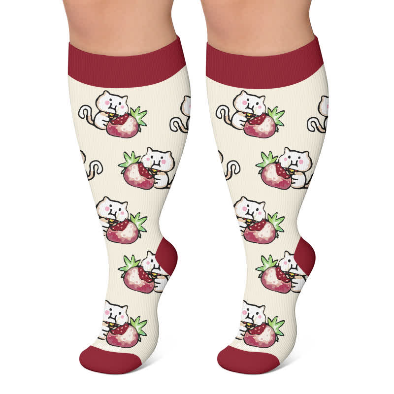 Plusock Plus Size Animal Fruits Compression Socks - Beige - 4XL - image 6