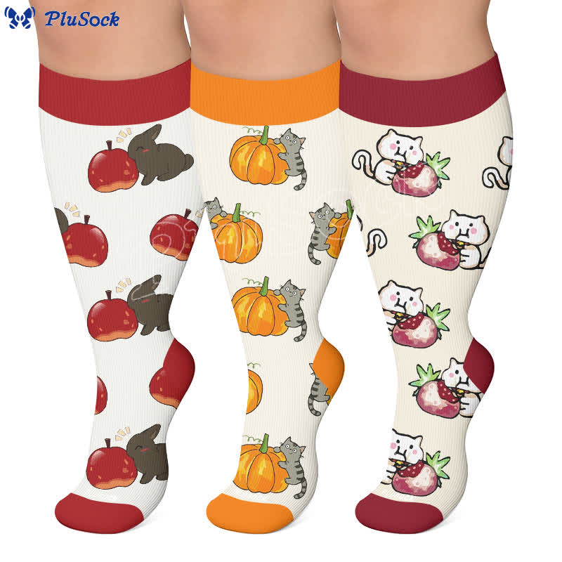 Plusock Plus Size Animal Fruits Compression Socks - image 0