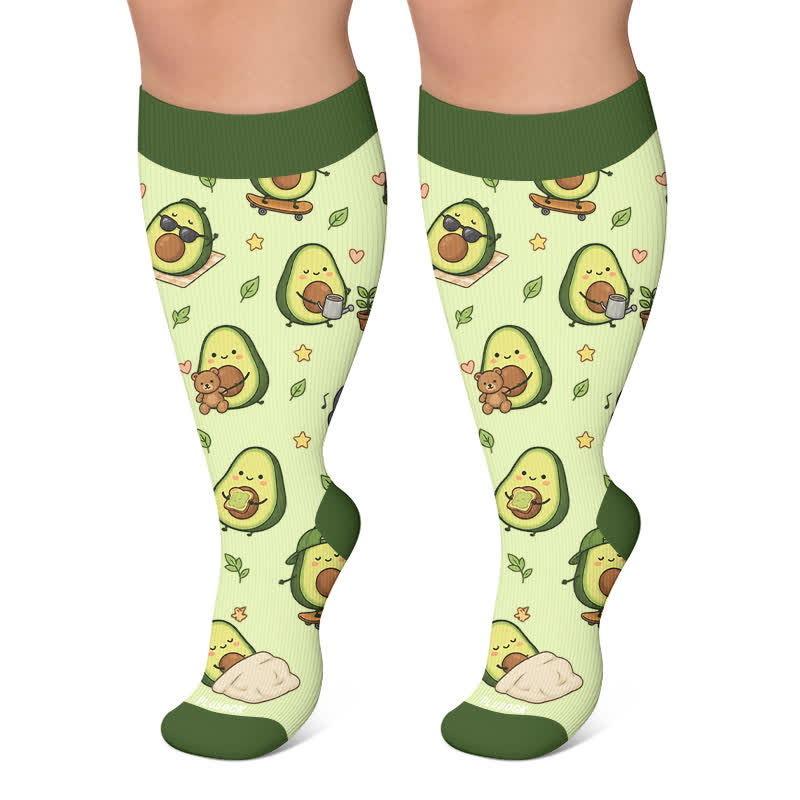 Plusock Plus Size Frog Ladybug Avocado Compression Socks - Green - 4XL - image 6