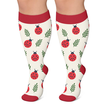 Plusock Plus Size Frog Ladybug Avocado Compression Socks - Red - 4XL - image 5
