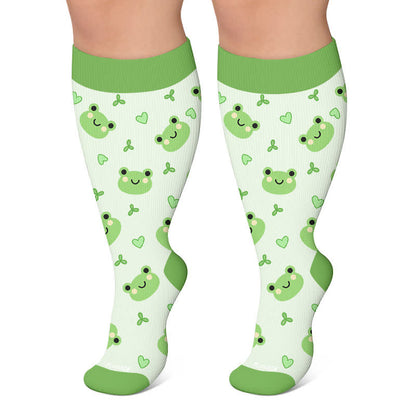 Plusock Plus Size Frog Ladybug Avocado Compression Socks - Light Green - 4XL - image 4