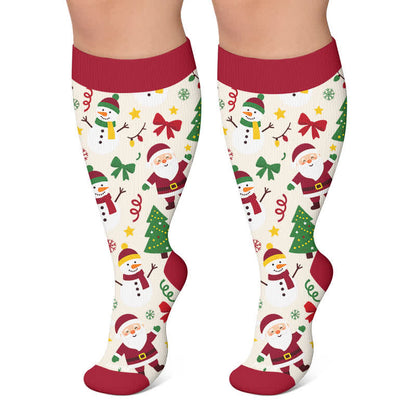 Plusock Plus Size Christmas Santa Compression Socks - Beige - 4XL - image 5