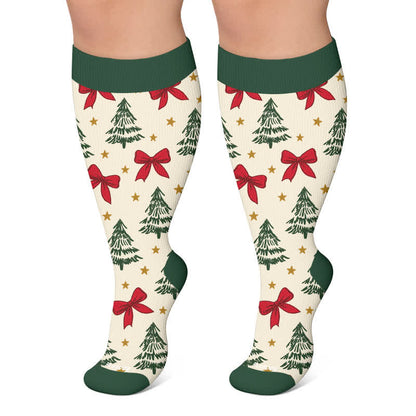 Plusock Plus Size Christmas Santa Compression Socks - Green - 4XL - image 4