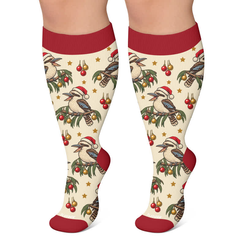 Plusock Plus Size Christmas Santa Compression Socks - Apricot - 4XL - image 6