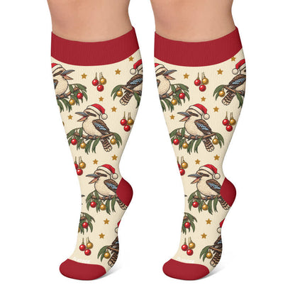 Plusock Plus Size Christmas Santa Compression Socks - Apricot - 4XL - image 6