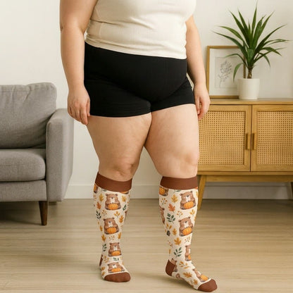 Plusock Plus Size Autumn Animal Leaf Compression Socks - image 2
