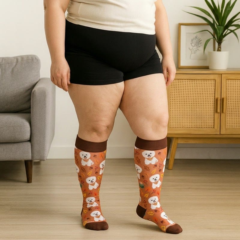 Plusock Plus Size Autumn Animal Leaf Compression Socks - image 1