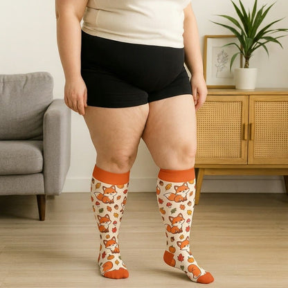 Plusock Plus Size Autumn Animal Leaf Compression Socks - image 3