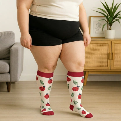 Plusock Plus Size Frog Ladybug Avocado Compression Socks - image 3