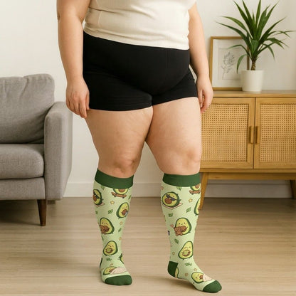 Plusock Plus Size Frog Ladybug Avocado Compression Socks - image 2