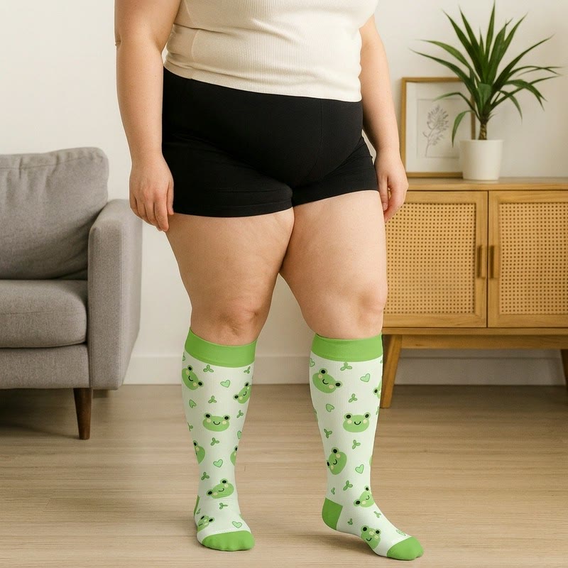 Plusock Plus Size Frog Ladybug Avocado Compression Socks - image 1
