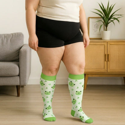 Plusock Plus Size Frog Ladybug Avocado Compression Socks - image 1