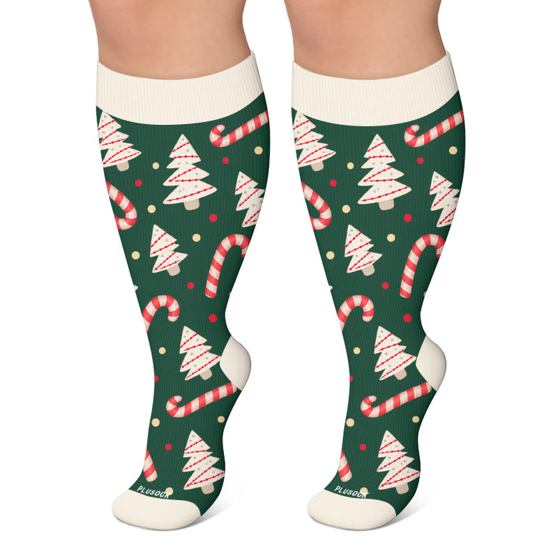 Plusock Plus Size Festive Penguin Compression Socks - Green - 4XL - image 6