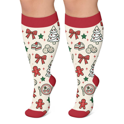 Plusock Plus Size Christmas Butterfly Dog Compression Socks - Red - 4XL - image 4
