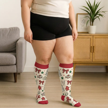 Plusock Plus Size Christmas Butterfly Dog Compression Socks - image 3