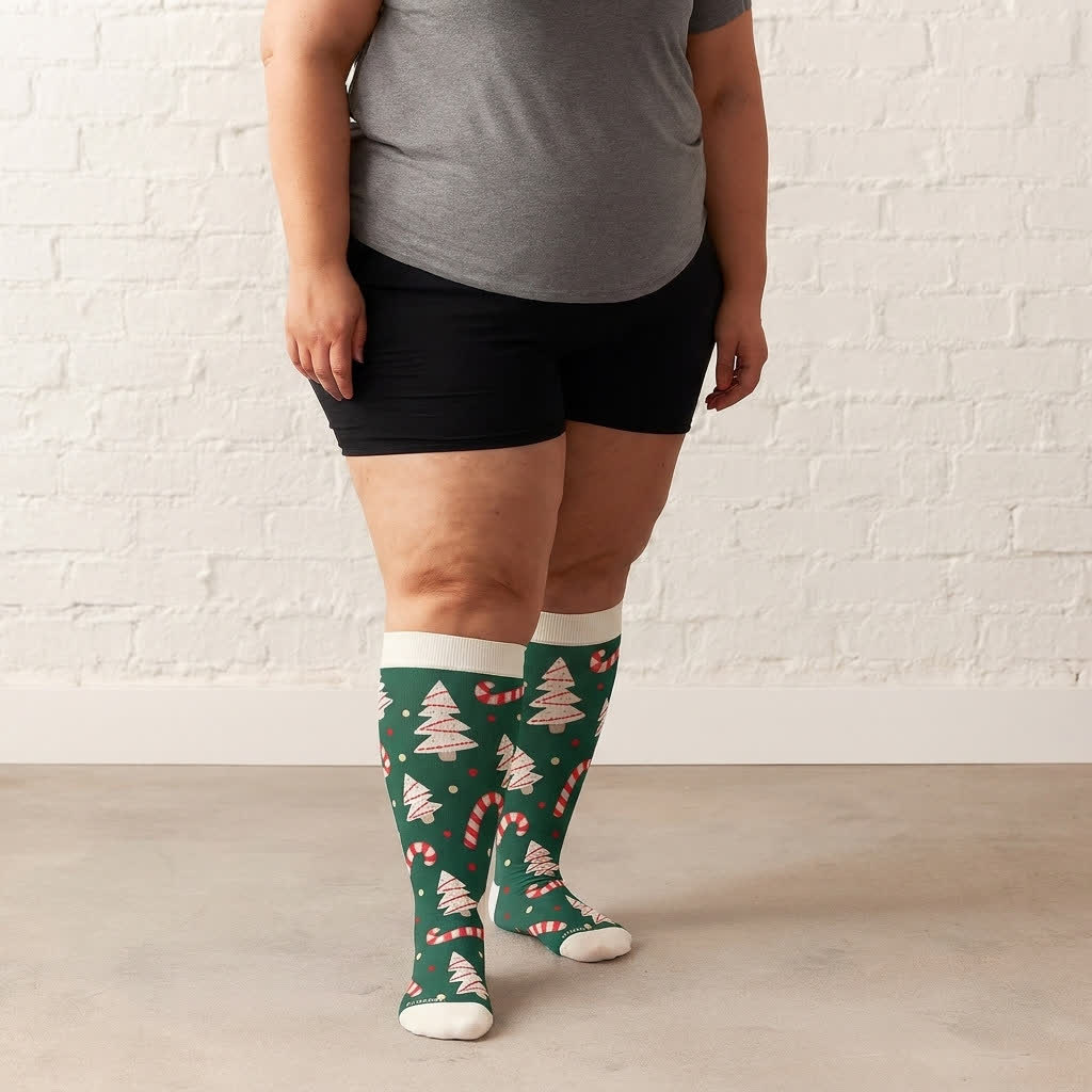 Plusock Plus Size Festive Penguin Compression Socks - image 2