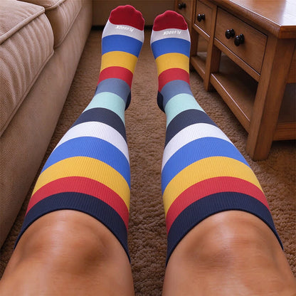 Plusock Plus Size Rainbow Stripe Compression Socks - image 2