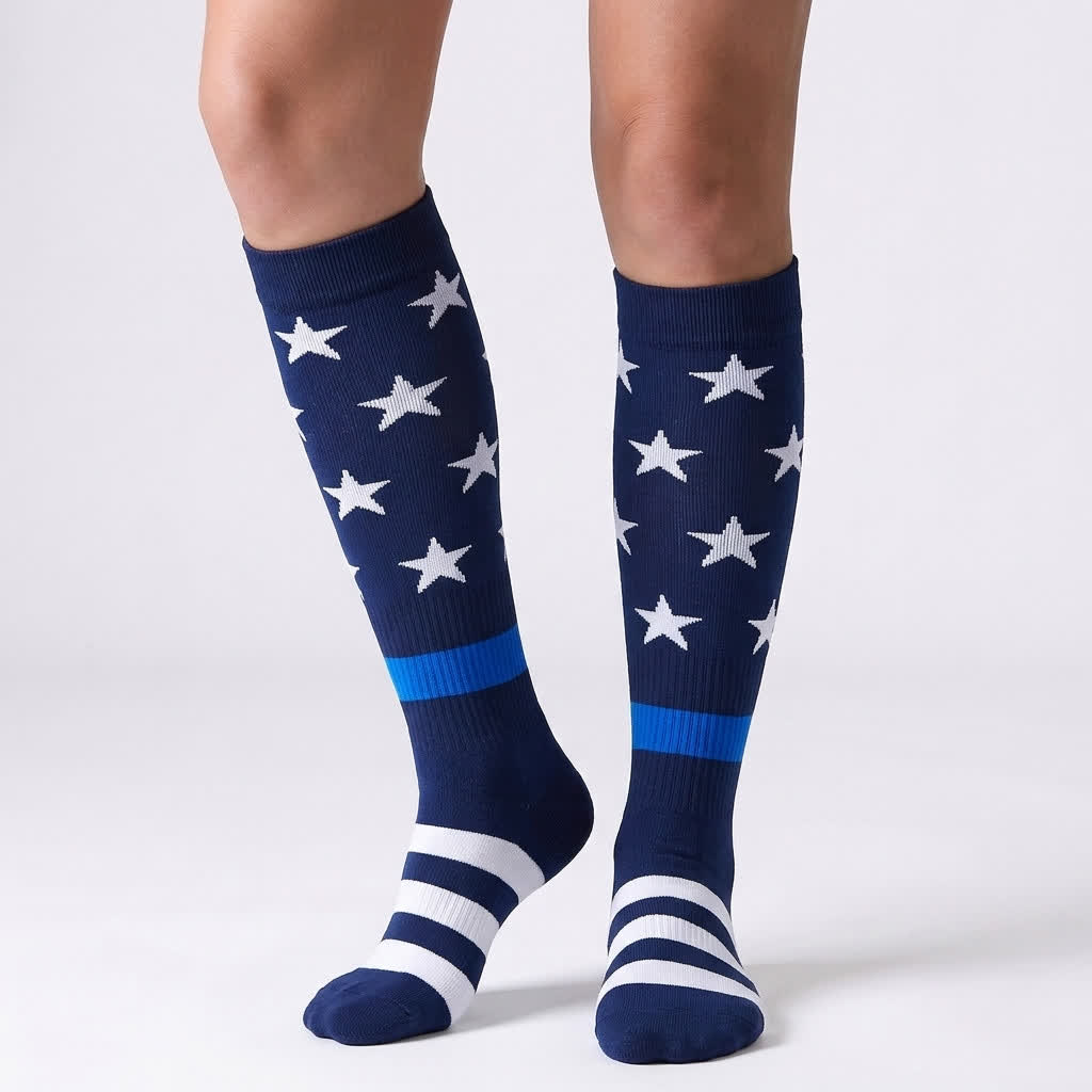 Plusock American Flag Compression Socks(6 Pairs) - Blue - S/M - image 16