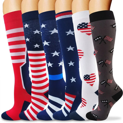 Plusock American Flag Compression Socks(6 Pairs) - Multicolor - S/M - image 0