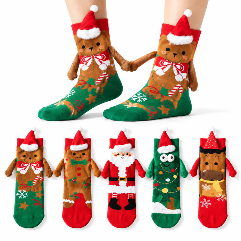 Plusock Christmas Tree Knit Hand Holding Quarter Socks - image 0