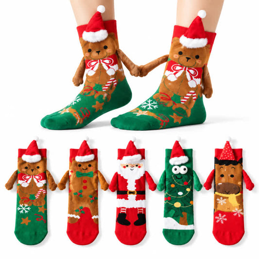 Plusock Christmas Tree Knit Hand Holding Quarter Socks - image 0