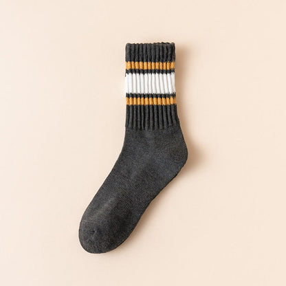 Plusock Plus Size Thickened Stripes Quarter Socks(7 Pairs) - Dark Grey - EU39-46(US6-12) - image 9