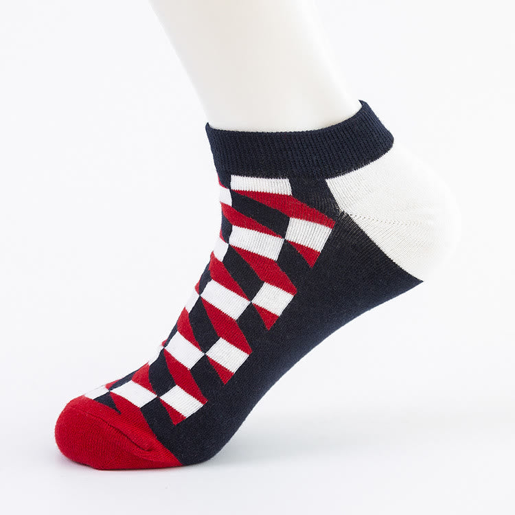 Plusock Diamond Patterns Ankle Socks(5 Pairs) - image 1