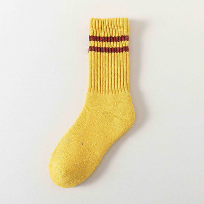 Plusock Striped Warm Wool Quarter Socks(5 Pairs) - Yellow - EU36-44(US3-10) - image 10