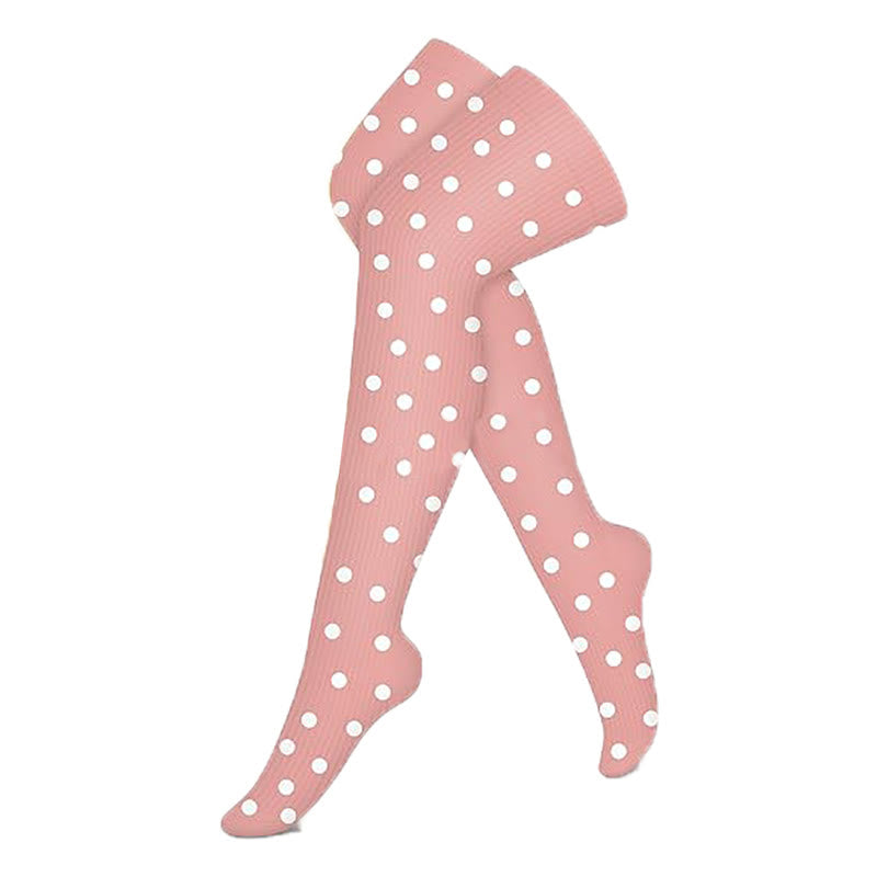 Pink Orange Beige Thigh High Compression Socks(3 Pairs)