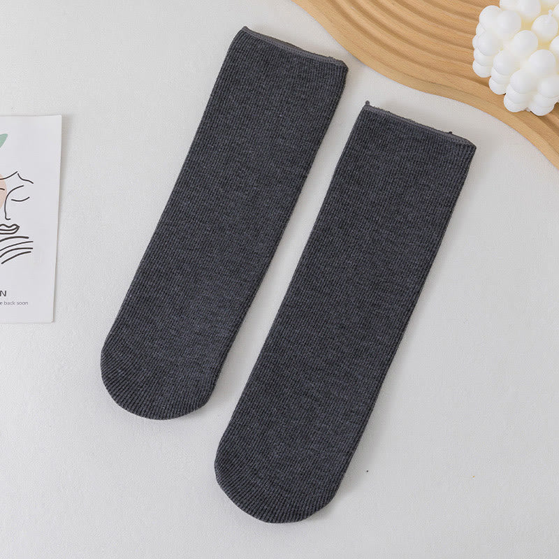 Plusock Plus Size Solid Color Fleece Crew Socks(6 Pairs) - Dark Grey - EU34-45(US1-11) - image 13
