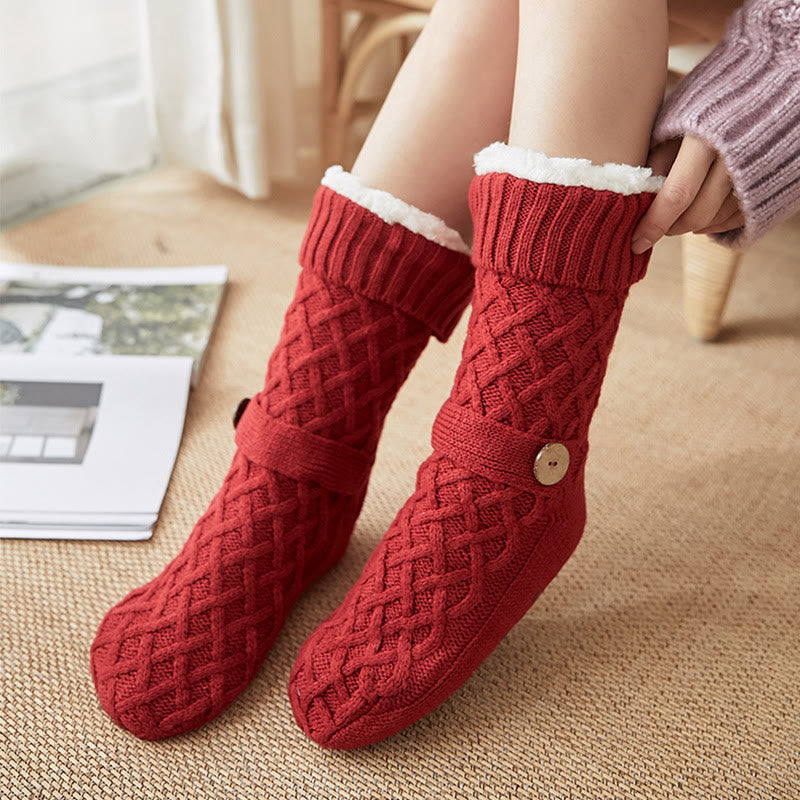 Plusock Christmas Wool Cozy Home Slipper Socks - Red - EU36-42(US3-8.5) - image 0