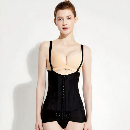 Plusock Adjustable Straps Hook-and-Eye Waist Cincher - Black - 2XL - image 0