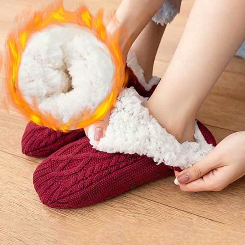 Plus Size Lamb Wool Warm Indoor Slipper Socks - image 1
