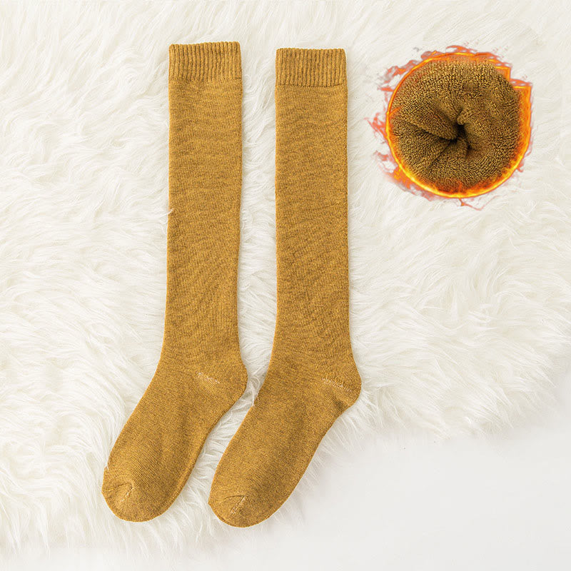 Plusock Solid Color Thickened Knee High Socks(6 Pairs) - Yellow - EU35-40(US2-7) - image 3