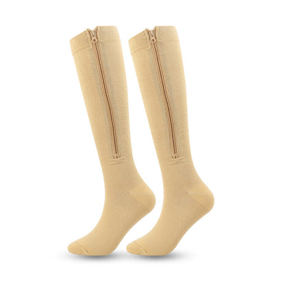 Plusock Zipper Knee High Compression Socks(3 Pairs) - Nude - 2XL - image 4
